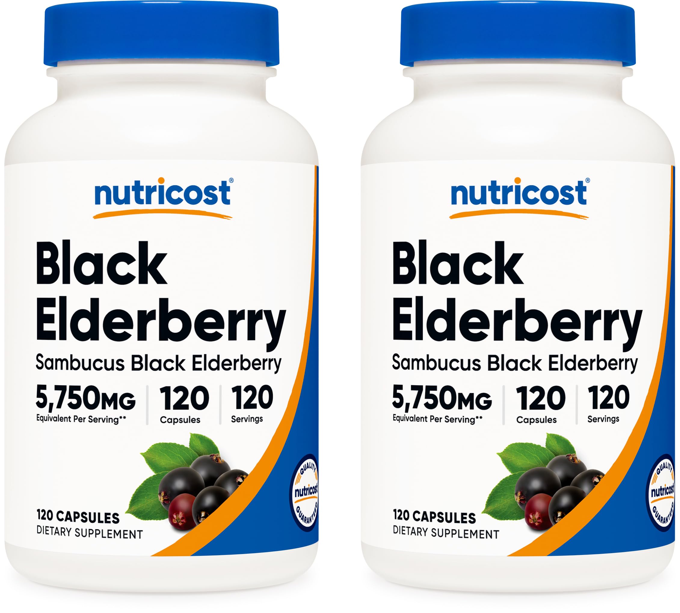 Nutricost Elderberry Capsules 575mg (120 Capsules) - Black Elderberry, Vegetarian, Gluten Free and Non-GMO Supplement (Pack of 2) 120 Count (Pack of 2)