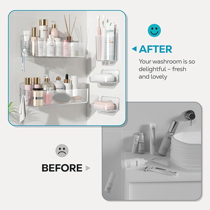 Nieifi Estante Adhesivo de Pared, 5 Piezas con Portajabón, Organizador de Ducha miniatura 8