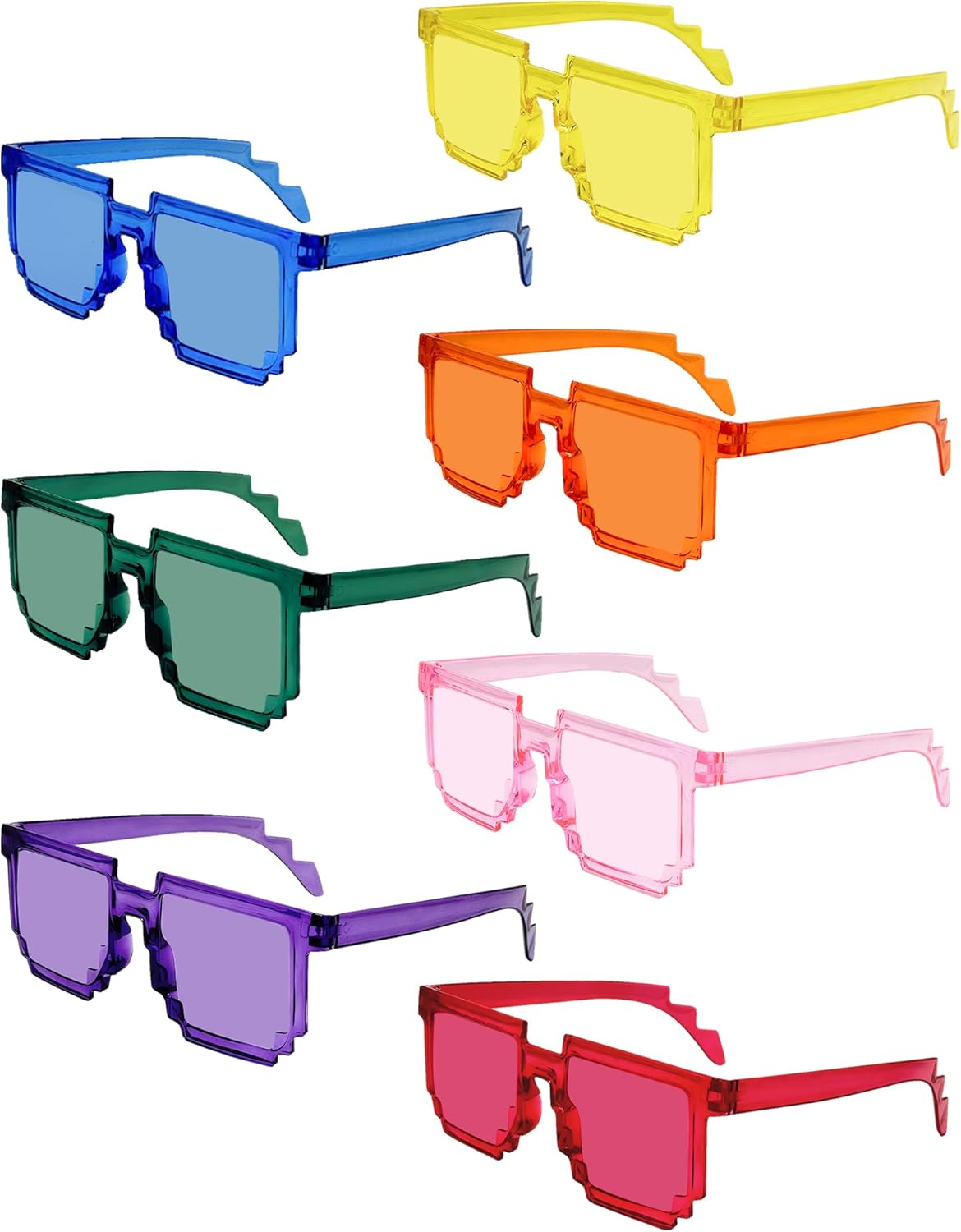 Oversized Big Square Sunglasses, Colorful Fun Rimless Glasses, Neon Party Rectangle Sunglasses for Women Men 7 Pcs