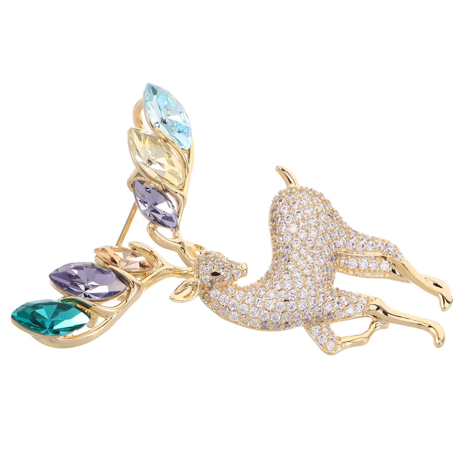 4 Piezas Broche de Alce Brillante Dorado Cobre y Rhinestone para