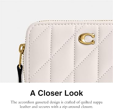 Coach Women's Small Zipped Card Case, Chalk, Small, Small Zipped Card Case