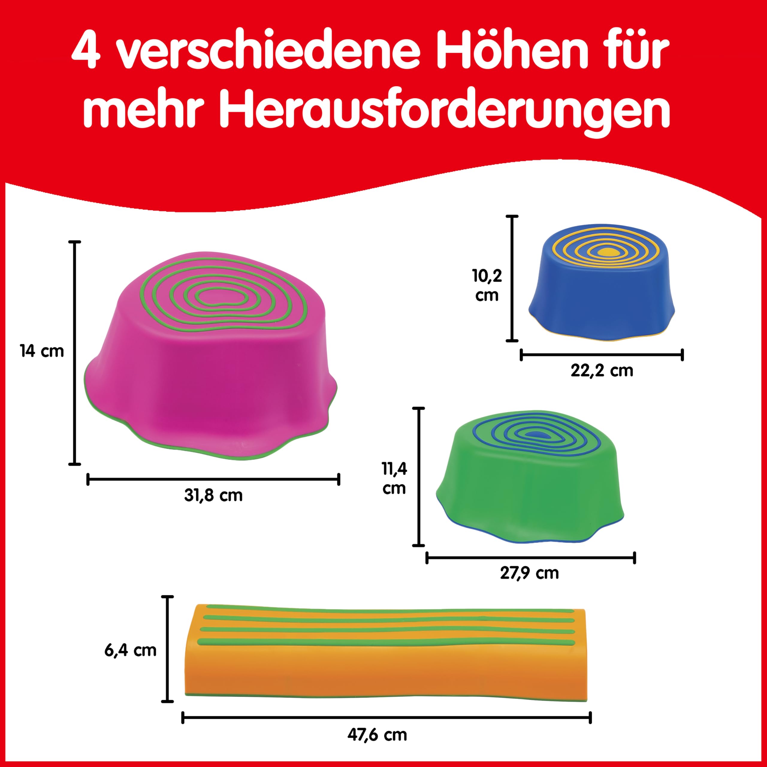 edxeducation Step-a-Trail - 6-teiliger Hindernisparcours für Kinder im Garten - Indoor und Outdoor - Fördert Koordination und Selbstvertrauen - Körperliches und sensorisches Spiel