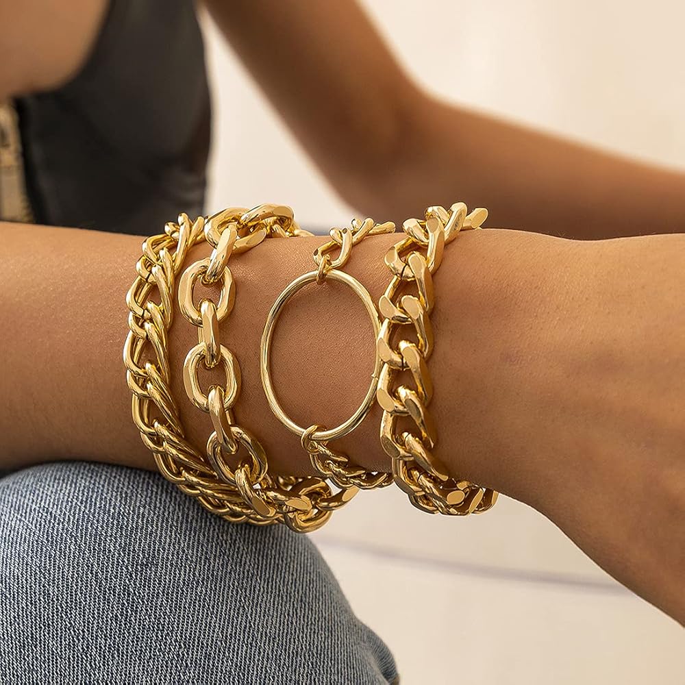 ●VVV● SET FUNKY MIX BOLD CHAIN SURGICAL NECKLACE BRACELET SET] Funky Mix Bold Chain Surgical Necklace + Bracelet - VVV
