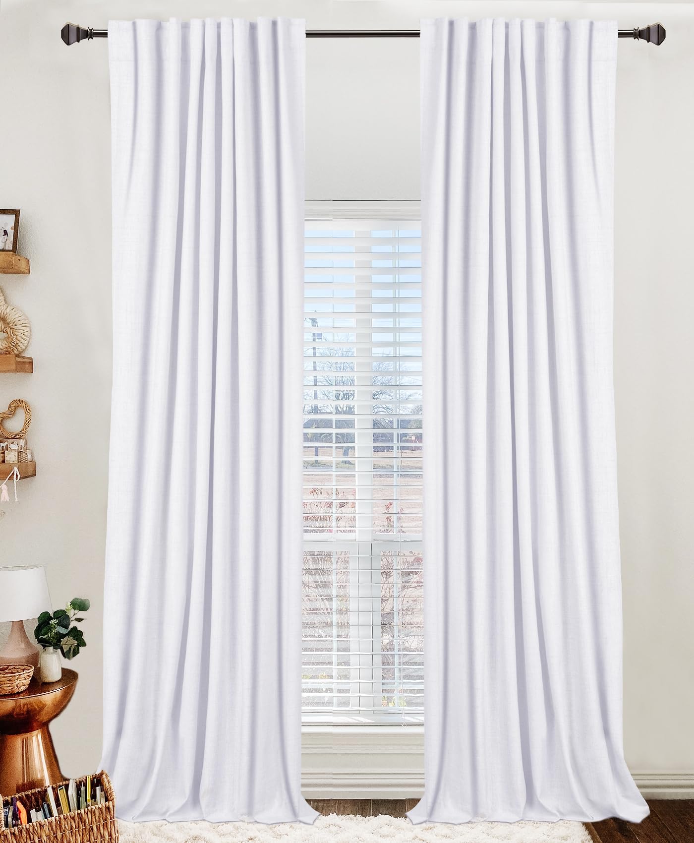 100% Blackout Shield 100% Polyester Blackout Curtains for Bedroom 63 Inches Long, Back Tab/Rod Pocket Living Room Drapes, Thermal Insulated Blackout