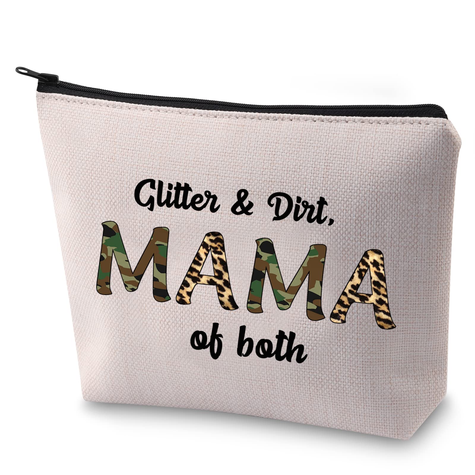 BLUPARKMother's Day Gift for Mom Glitter and Dirt Mama of Both Makeup Bag Mom Life Gift for Mom To Be (Mama of Both)