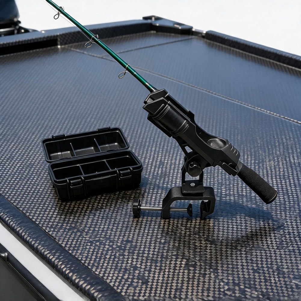 Soporte para caña de pescar montado en barco con rotación de 360 grados y ajuste de inclinación para un soporte fiable de la caña