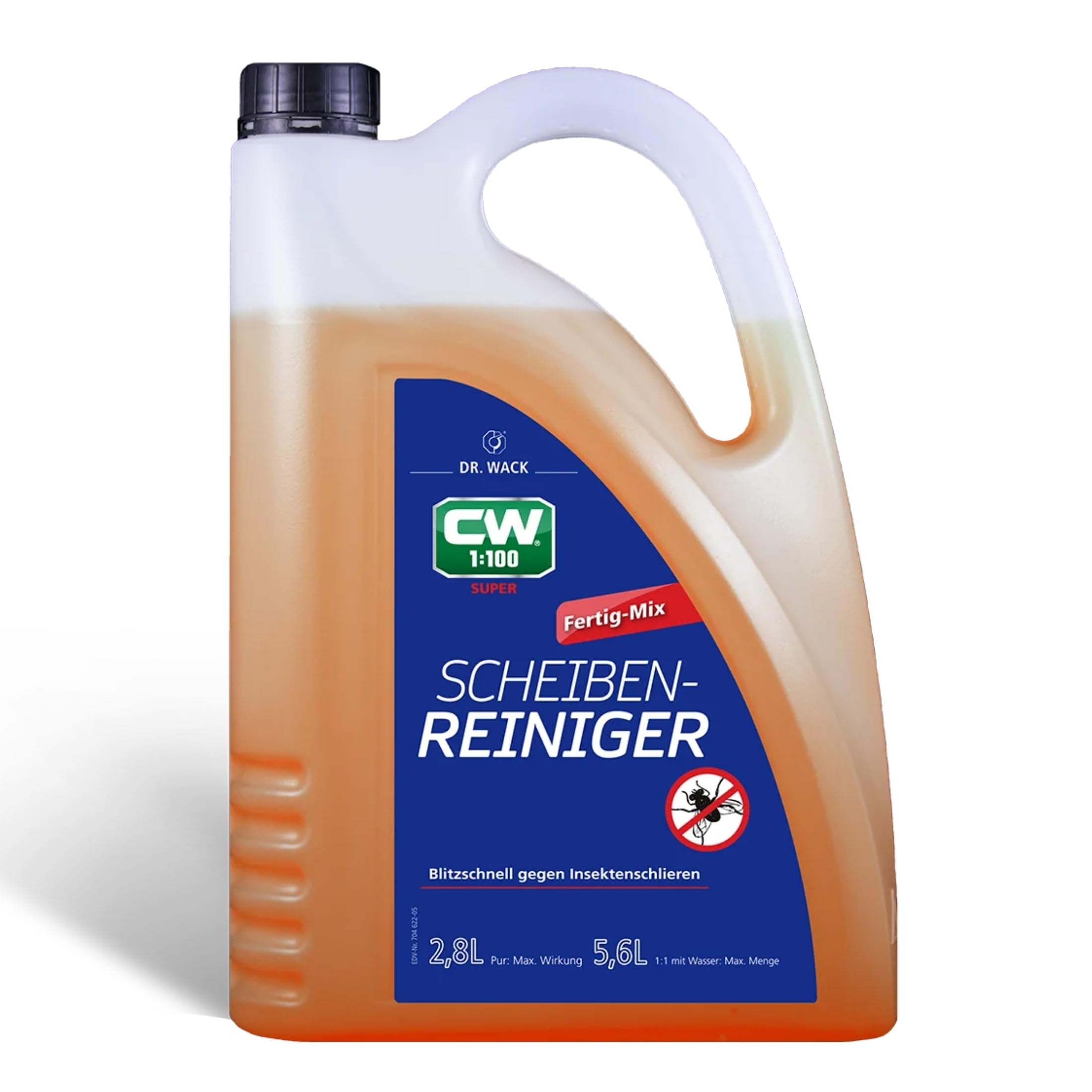 DR. WACK - CW1:100 Super Scheibenreiniger Fertig-Mix 2,8 l - 1:1 Konzentrat mit Antikalk-Formel - Reiniger für Scheinwerfer- & Scheibenwaschanlagen - bis zu 5,6 l Flüssigkeit - Hochwertige Autopflege