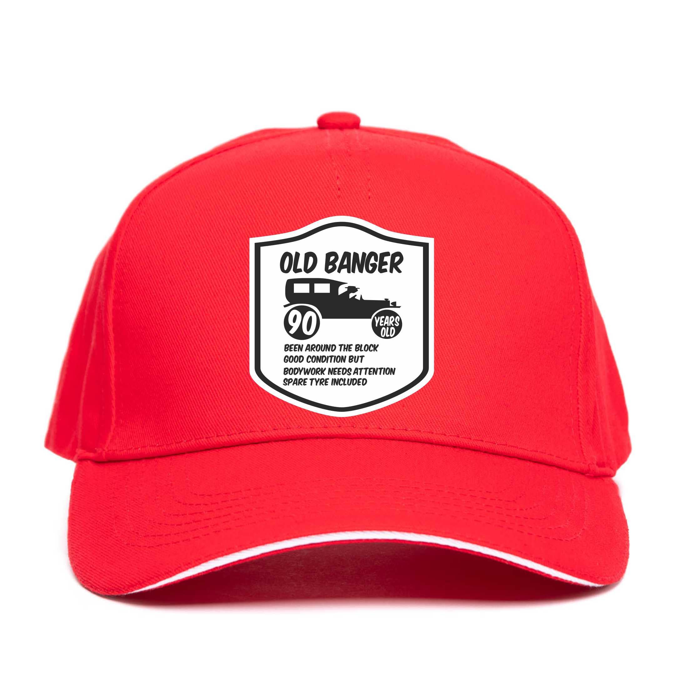 Print4U Old Banger 90 Baseball Cap 90th Birthday Gift 90 Year Old Funny Unisex Red