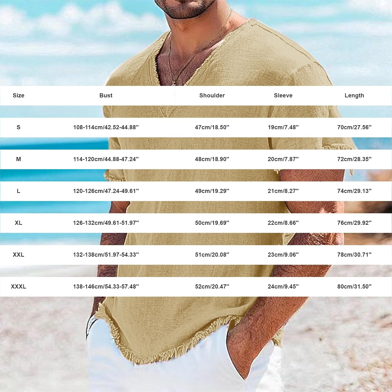 Mens Cotton Linen V-Neck Shirts Retro Frayed Casual Tshirts Short Sleeve Muscle Fit Blouse Summer Vacation Beach Tees