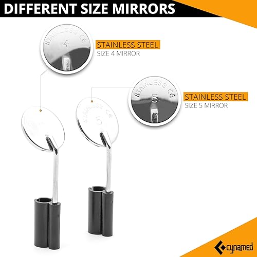 Miniatura 3 de Cynamed Espejo de inspección dental con iluminación LED - Veterinario dental primeros auxilios telescópico difícil de alcanzar espejo oral antivaho