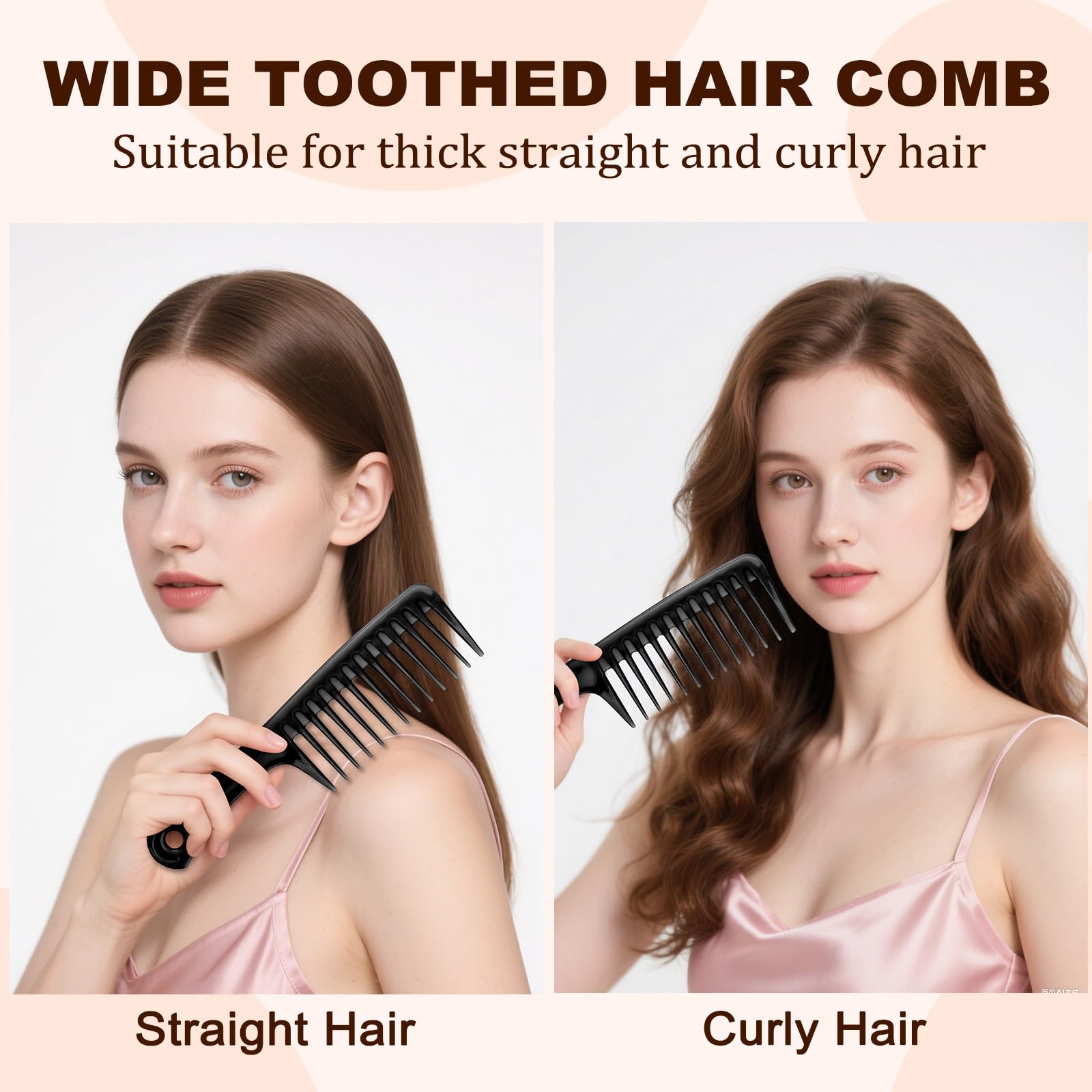 50 pettini a denti larghi, pettine nero spesso per ricci afro spessi, pettini a denti larghi possono districare facilmente nodi, cura quotidiana e styling spazzola per capelli asciutti bagnati lisci