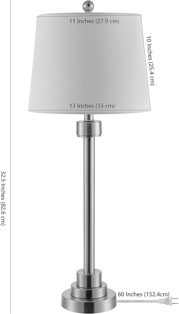Lámpara de Mesa SAFAVIEH Baxter Níquel 30 pulgadas con Bombilla LED miniatura 3
