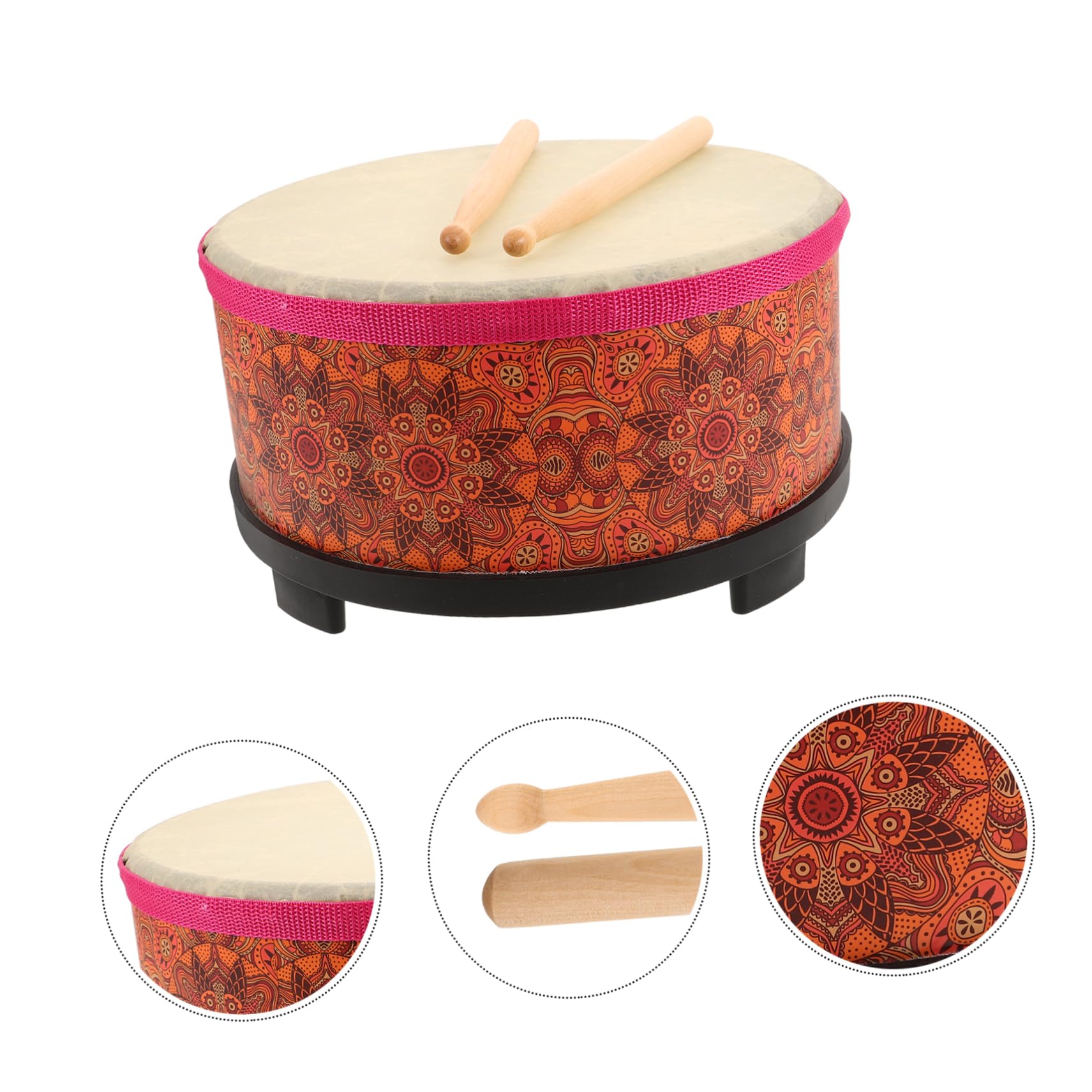 SHOWERORO instrument perkusyjny dla dzieci Bęben do nauki muzyki dla dzieci drewniany instrument perkusyjny Tradycyjny drewniany bęben muzyczny Drewno