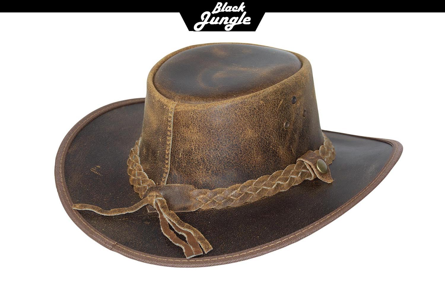 Black Jungle Bulat Sombrero de Piel, Sombrero del Oeste de Australia, Sombrero de Vaquero Bronceado