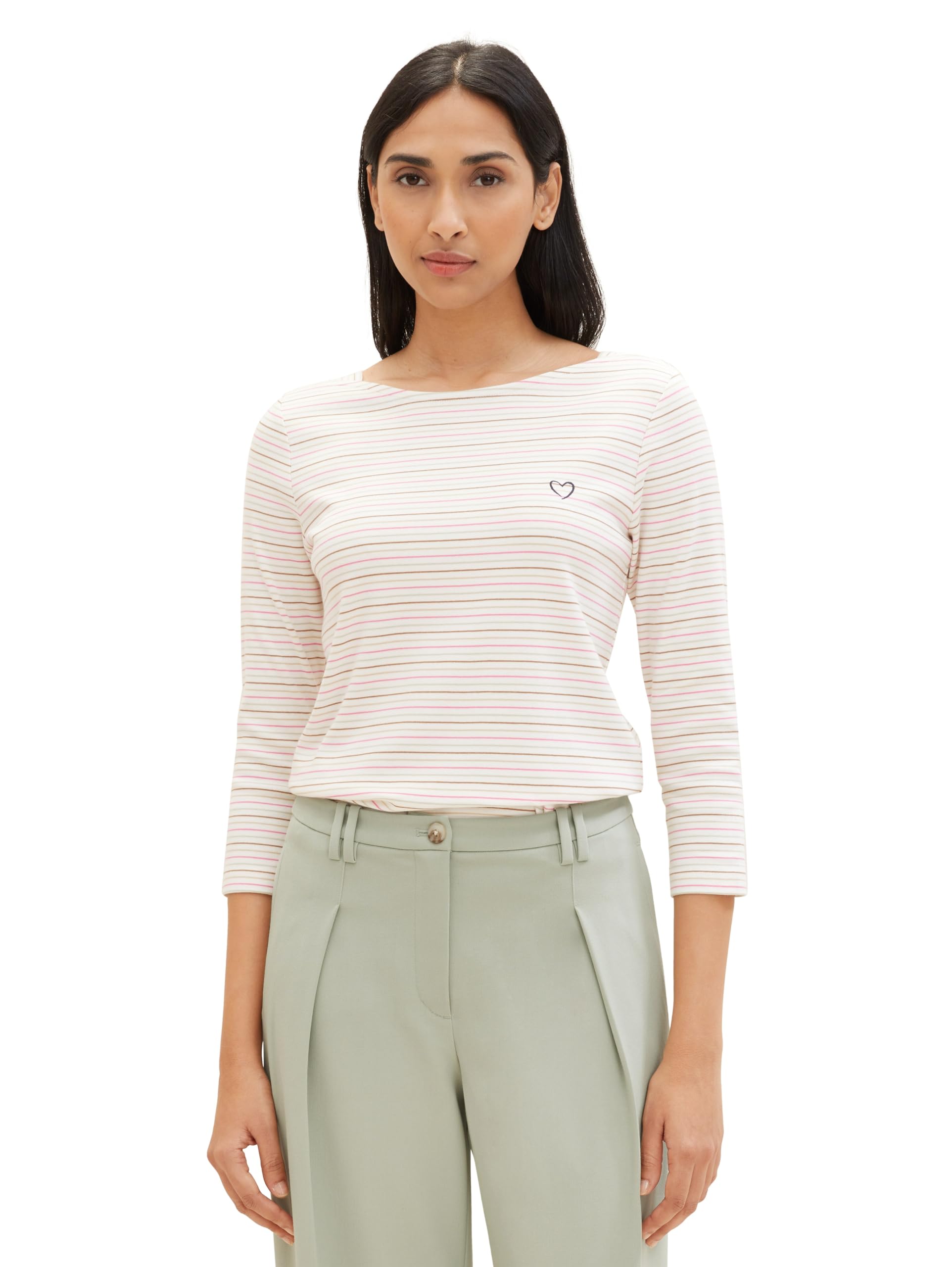 TOM TAILOR Damen Basic Langarmshirt mit Streifen