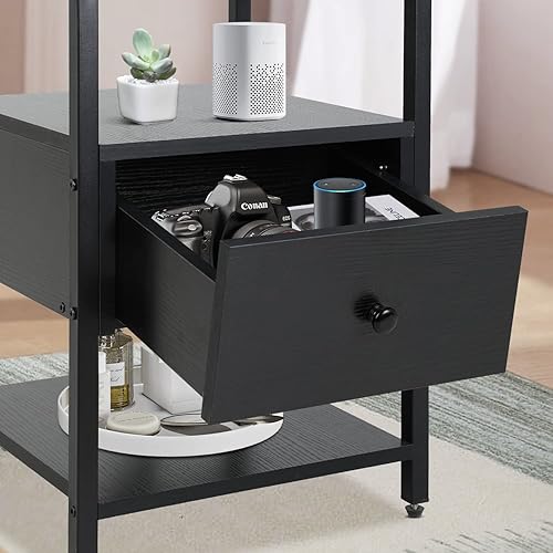 Miniatura 7 de PayLessHere Mesita de noche con 1 cajón con estación de carga y 2 puertos USB, tomas de corriente para sala de estar, dormitorio, dormitorio