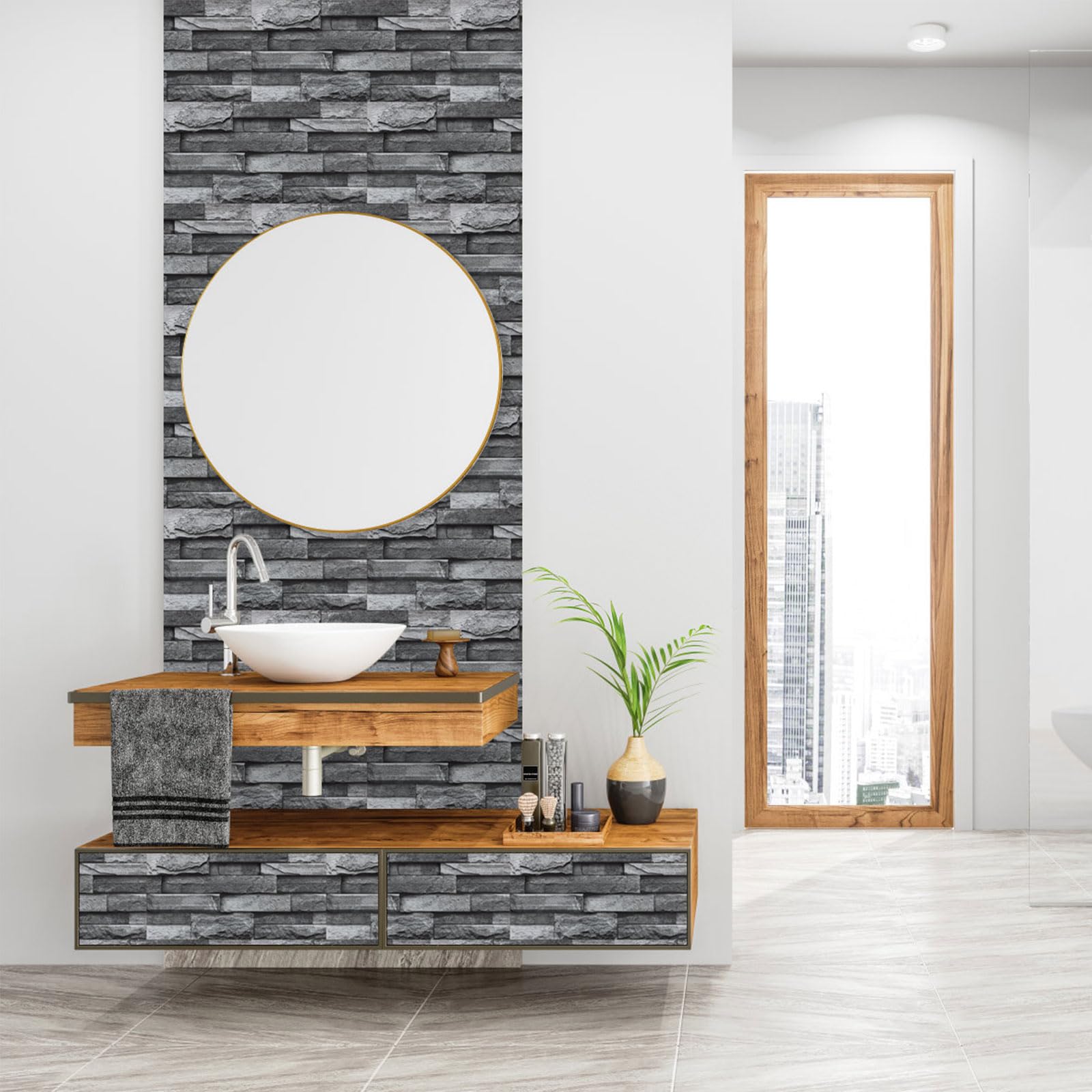 Hode Adesivi per piastrelle da cucina, bagno, 15 x 30, piastrelle autoadesive, per piastrelle, effetto piastrelle, 24 pezzi, colore grigio scuro