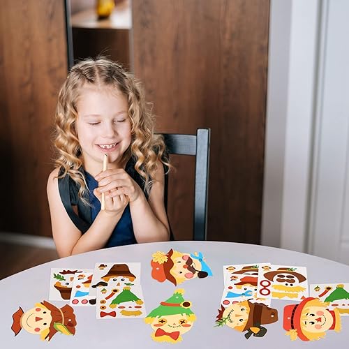 Miniatura 7 de Kit de manualidades de cabeza de espantapájaros de otoño, adornos surtidos para niños, regalos de arte, proyectos de Acción de Gracias, hogar,