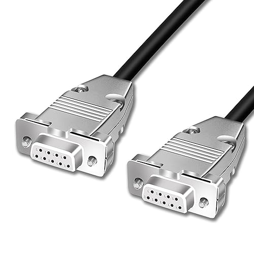 Cable de extensión serie DB9 RS232 de 9 pines, hembra a hembra de 9 pines, conector chapado en oro de 9 pines recto a través del cable