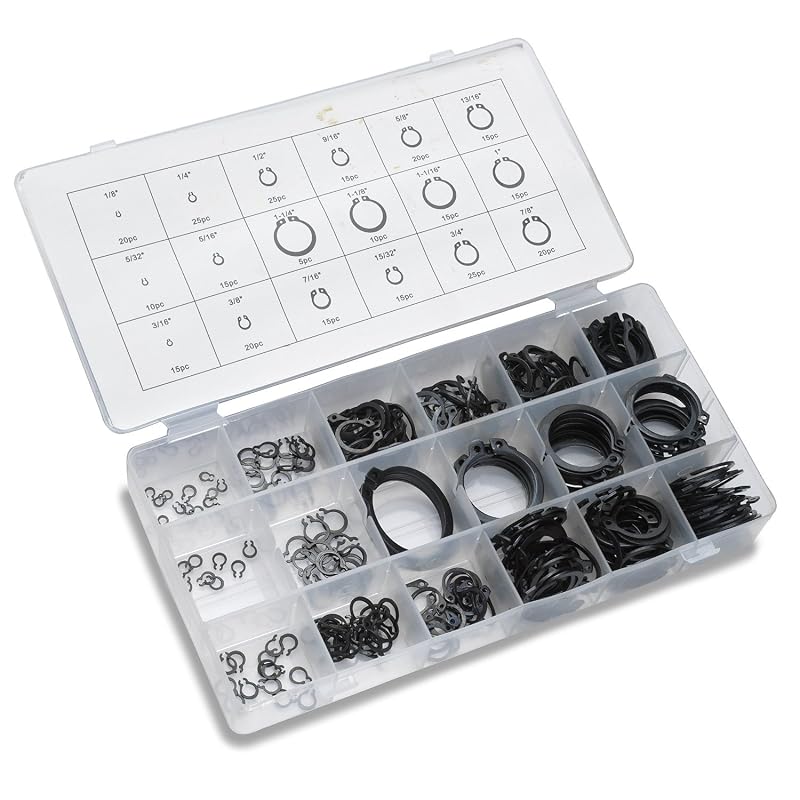 Kit de Anéis de Retenção E-Clip Vector com 300 Peças e 18 Tamanhos