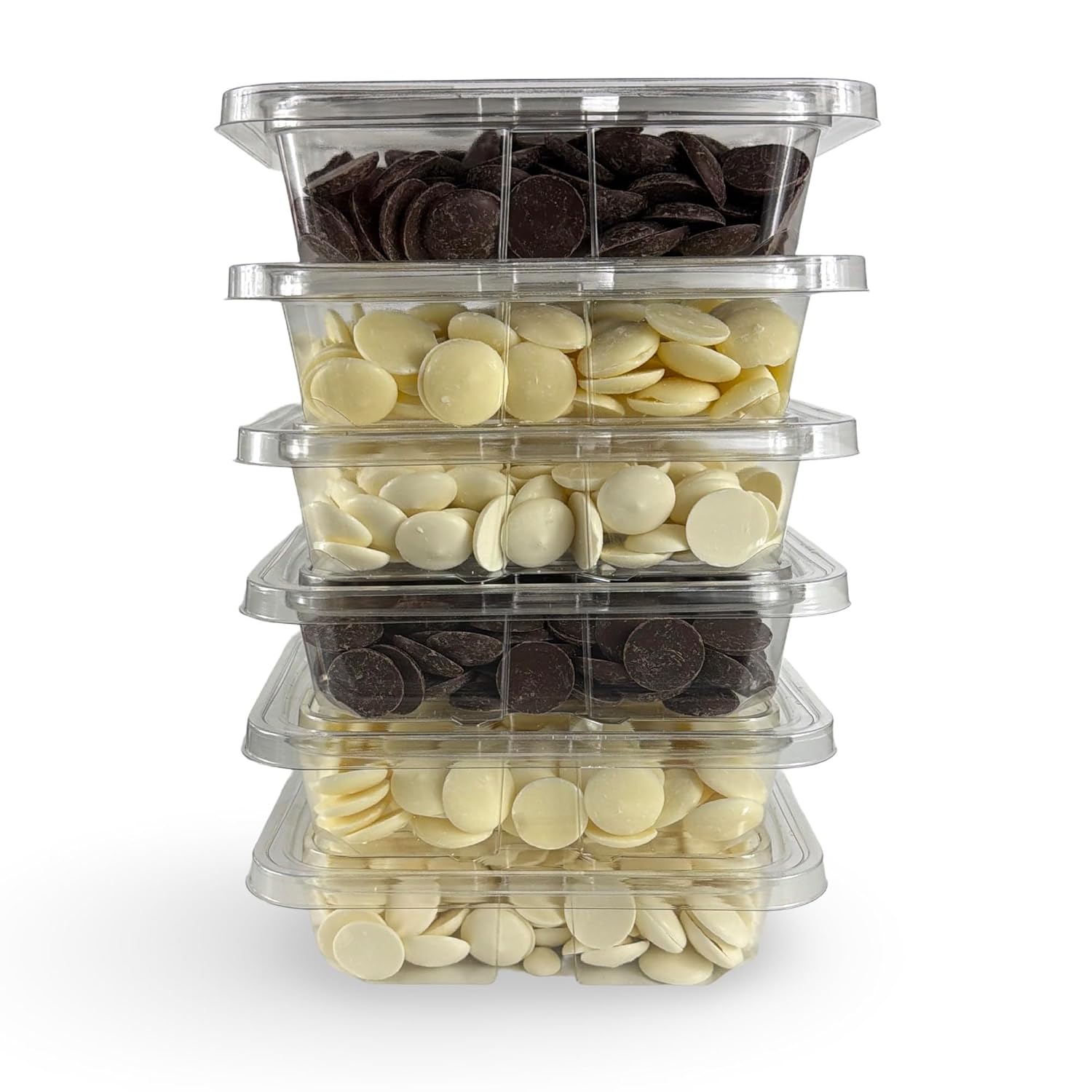 Carlotta’s Bakery Premium Melting Wafers – Milk, Dark, White & Super White Chocolate – 12 oz Resealable Tubs – Smooth Melt for Baking, Dipping, Molding & Candy Making (1-Pack, 3-Pack or 6-Pack Options) (12 Oz (6 Pack), Dark Chocolate)