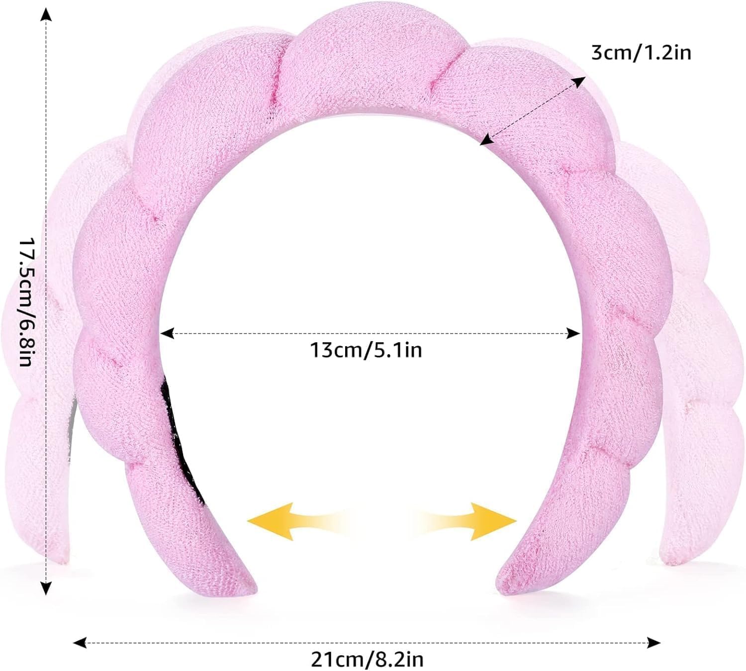 Aputue Spa Headband, Soft Microfiber Towel Material for Skincare, Washable Elastic Hair Wrap, Comfortable Absorbent Cosmetic Makeup Accessory for Daily Facial Routine, Women Girls Beauty Gift - الصورة 7