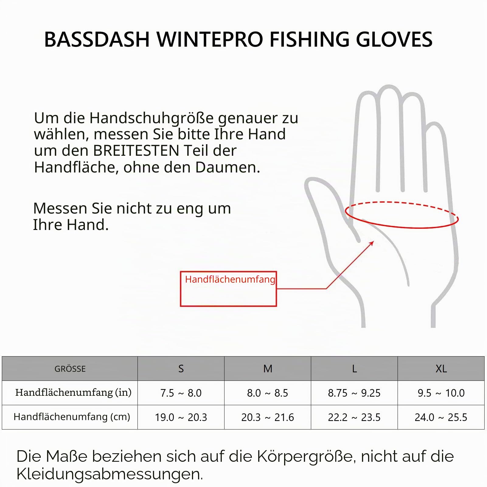 Bassdash WintePro Isolierte Angelhandschuhe wasserabweisend mit Fleecefutter Kaltes Wetter Winterhandschuhe für Männer Frauen Idee für Eisfischen Jagd Fotografie Wandern