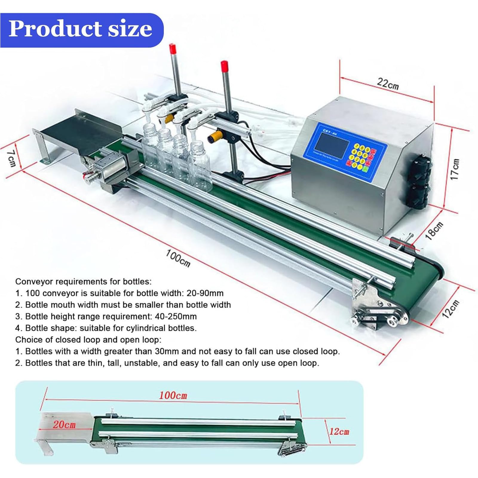 Automatyczna maszyna do napełniania płynem ze sterowaniem CNC i przenośnikiem taśmowym, mała linia produkcyjna do butelkowania perfum, olejów, wody i soków 4H6500