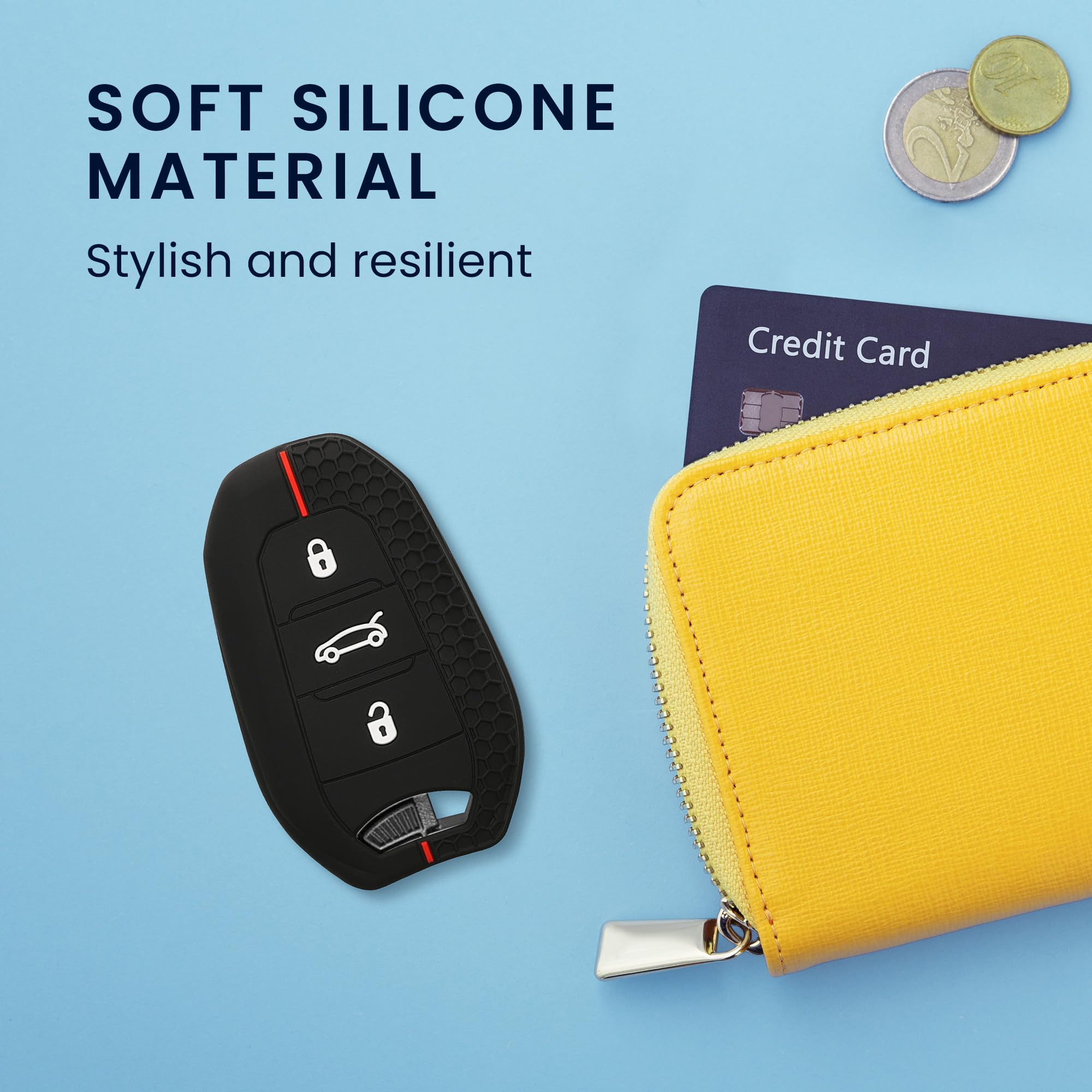 kwmobile Custodia Coprichiave Compatibile con Fiat 600 600e Hybrid Grande Panda Doblo K9 III Cover - Copri Telecomando Chiave Auto - Copri Chiavi Macchina nero/rosso - 5