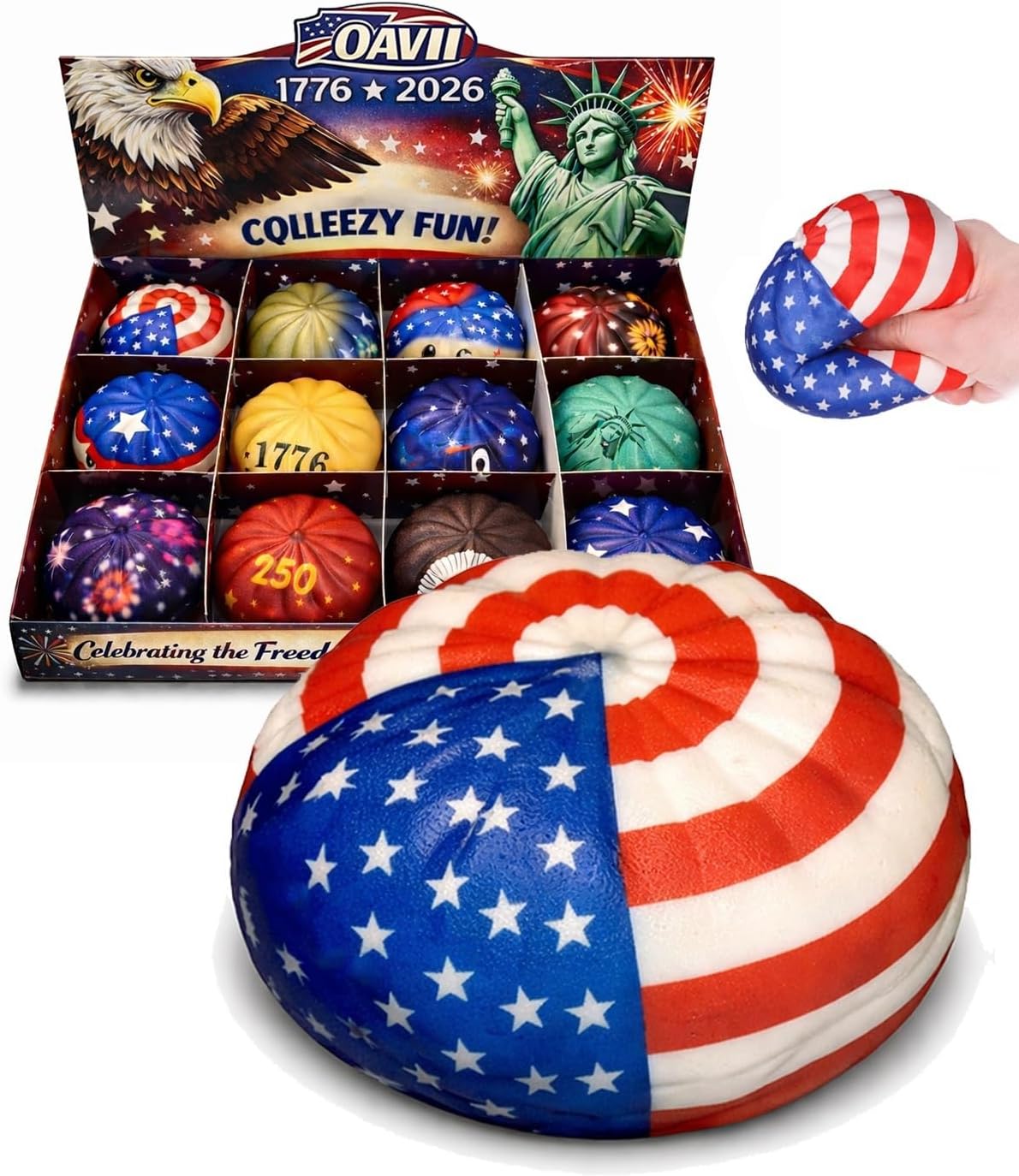 The 250th Anniversary Theme Dumpling Squishy, Patriotic Squeeze Squishy, Dumpling Squishy Stress Ball, Stress Relief Sensory Desk Accessory, America Patriotic Decorations for Home Adults Office