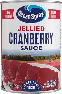 Ocean Spray Jellied Cranberry Sauce 14oz Can - Authentic Sweet Tangy Cranberry Flavor for Holidays & Meals