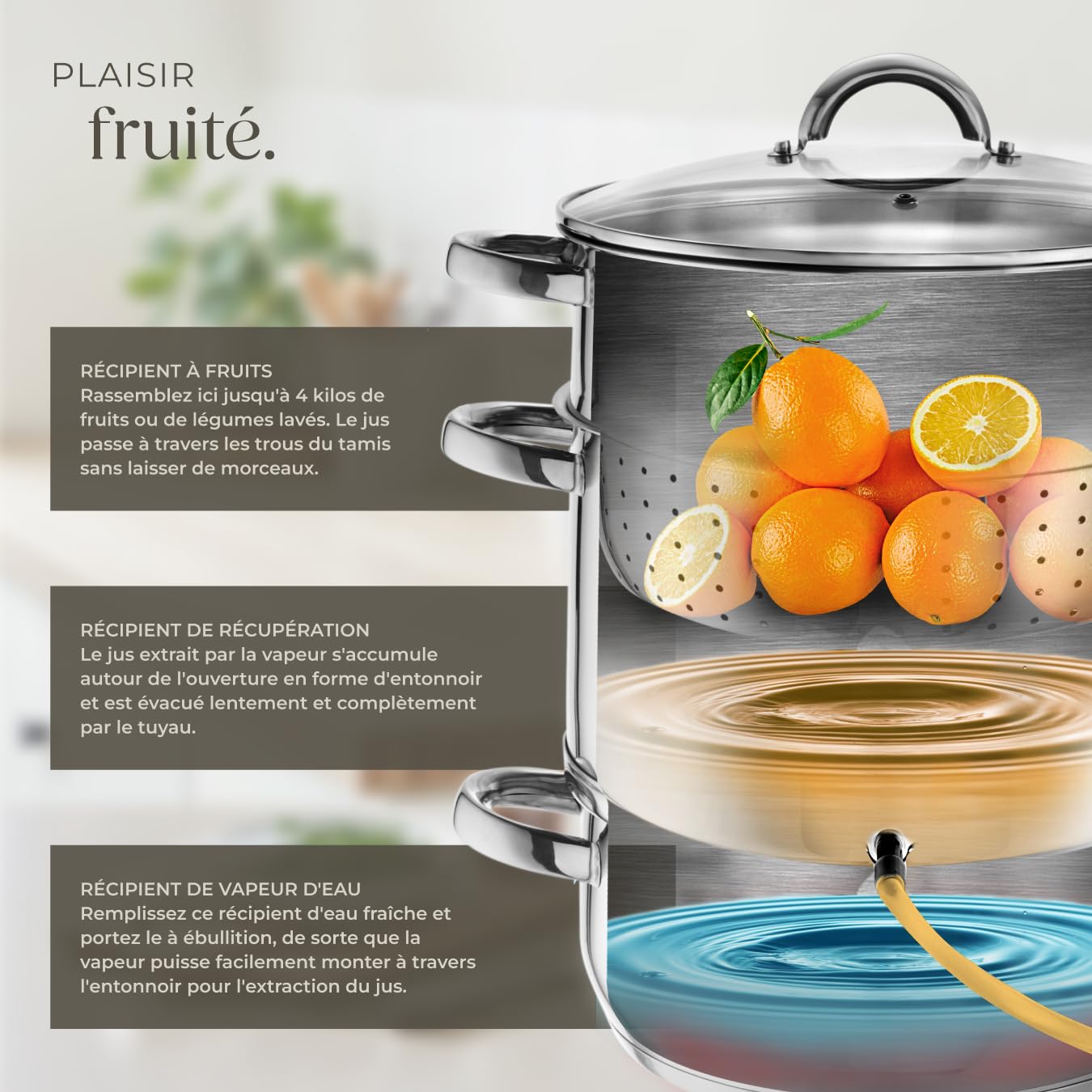 tectake® Extracteur de jus 15L en Acier inoxydable Multi-fonction Centrifugeuse Fruits et legumes Cuiseur-vapeur Presse fruits, tout feux dont induction, lavable au Lave-vaisselle