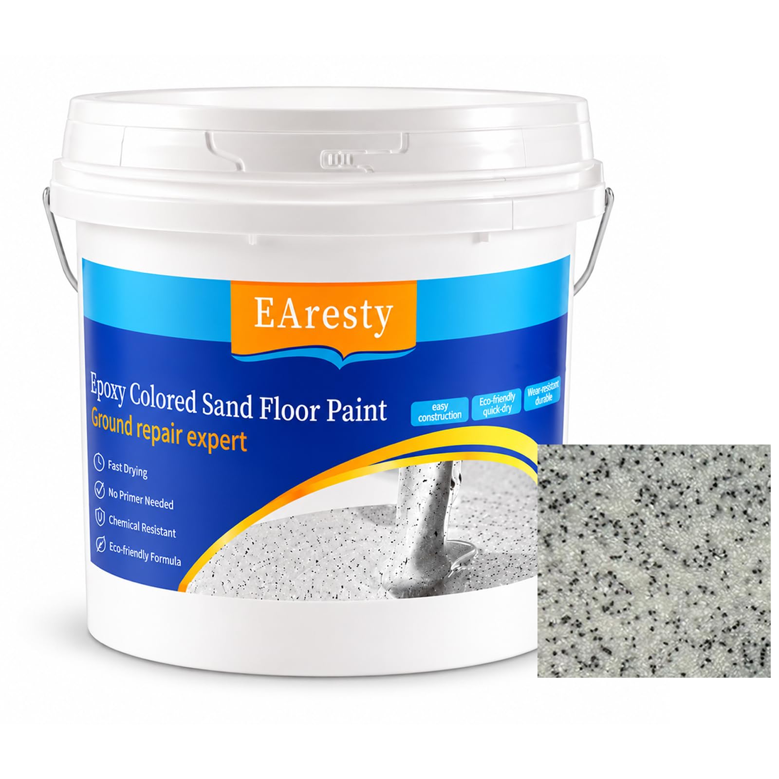 Epoxy Colored Sand Floor Paint for Concrete, Self-Leveling Floor Coating