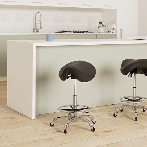 Miniatura 2 de Taburete inclinable con asiento más grueso, giratorio, ergonómico, altura ajustable, reposapiés, ruedas para belleza, spa, sala de belleza, clínica