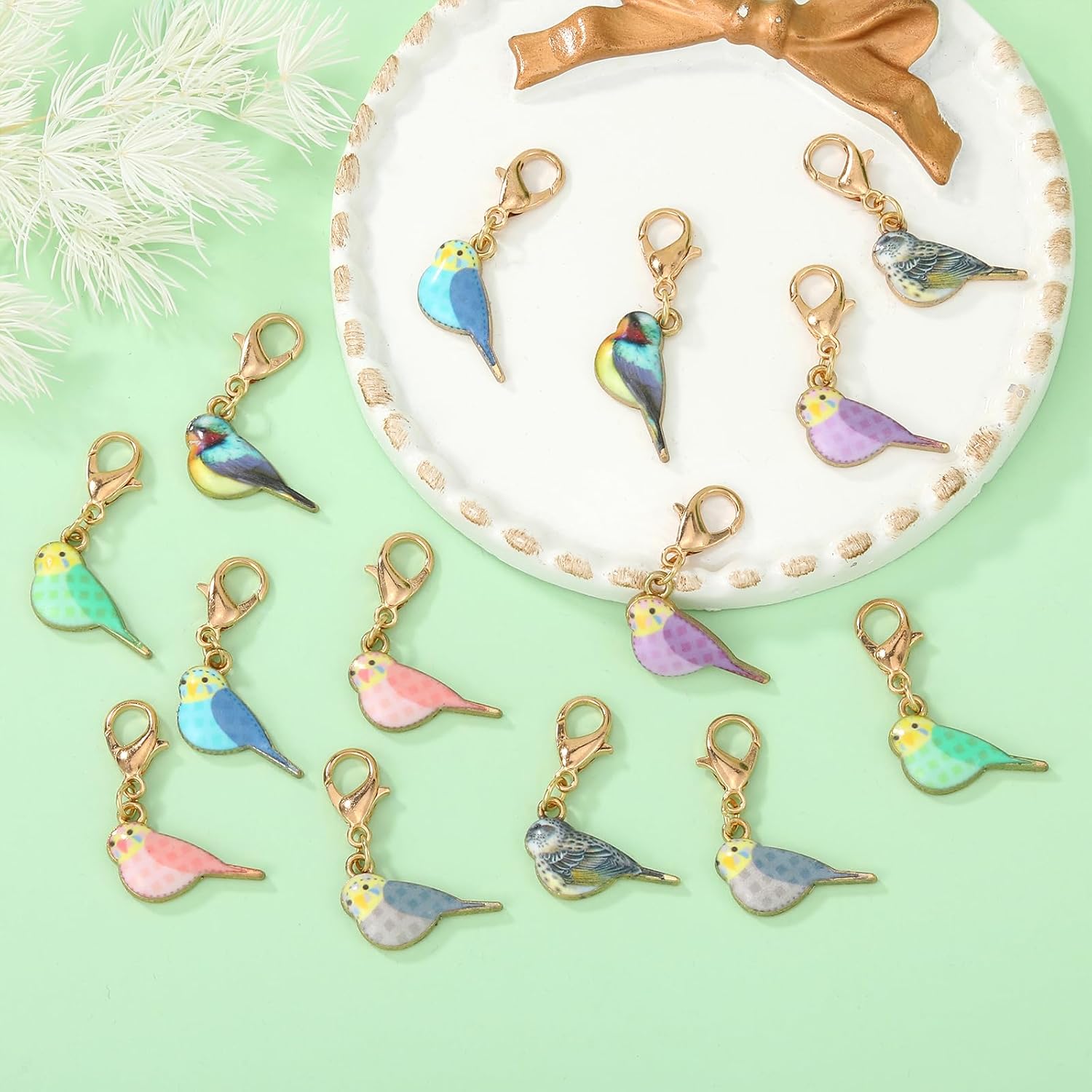 COGCHARGER 14Pcs Cute Birds Stitch Markers Alloy Enamel Removable Crochet Knitting Markers with Lobster Clasp Charms for Sewing Knitting Weaving Accessories DIY Craft image 3