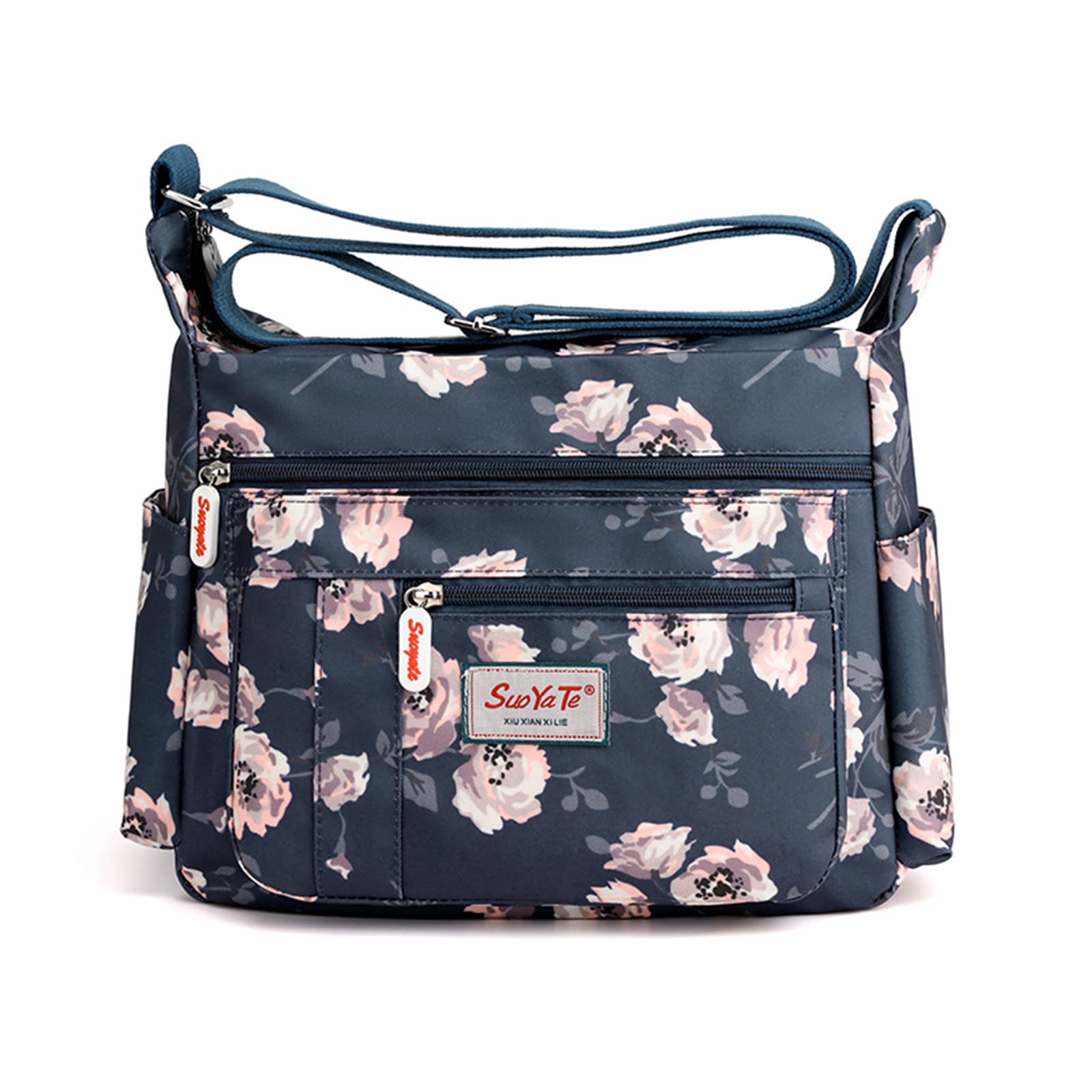 Cross-body Bag Womens Multi Pocket Nylon Messenger Bag Shoulder Bag Lightweight Travel Handbag