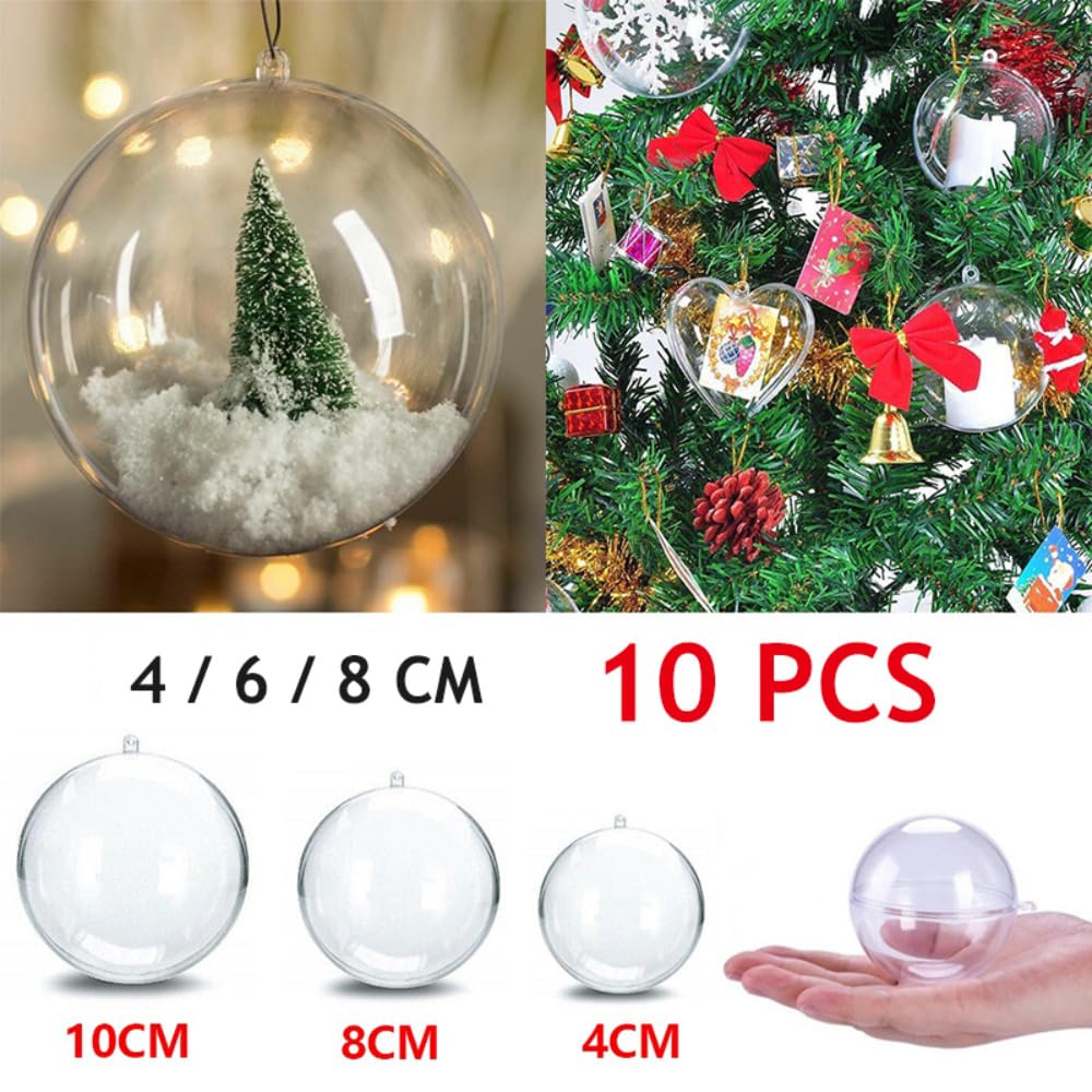 10 Uds Bolas De Navidad Bola Plana Transparente De Plástico