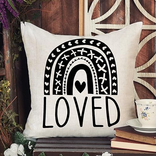 Miniatura 3 de Funda de almohada con diseño de arco iris estilo bohemio para el día de San Valentín romántica para boda compromiso decoración del hogar sofá sala