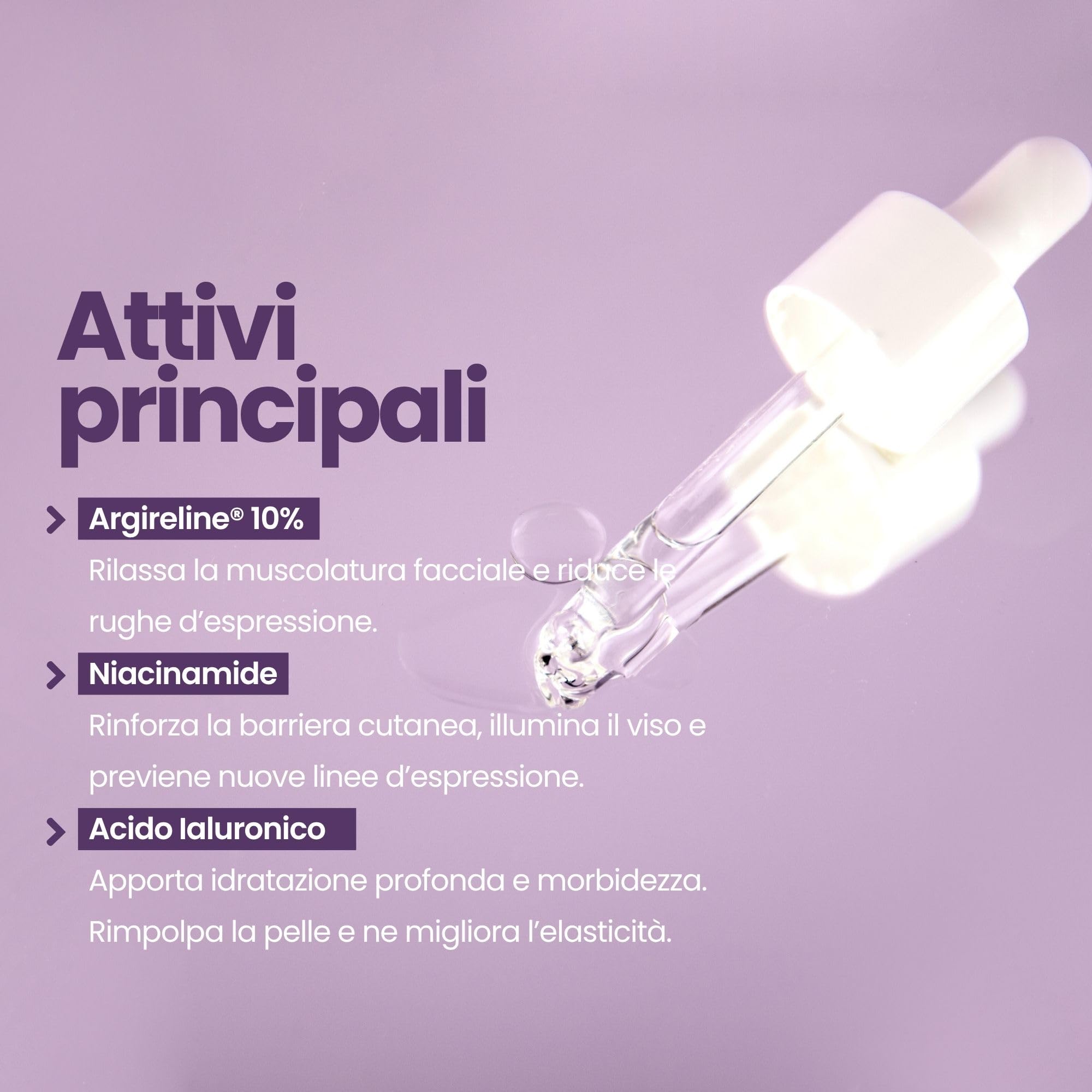 LALUZ by Lourdes Moreno | Siero Viso Acido Ialuronico Antirughe | Effetto B-TOX con Argireline® 10% e Niacinamide | Lifting Anti Età | Per Donna | 30 ml