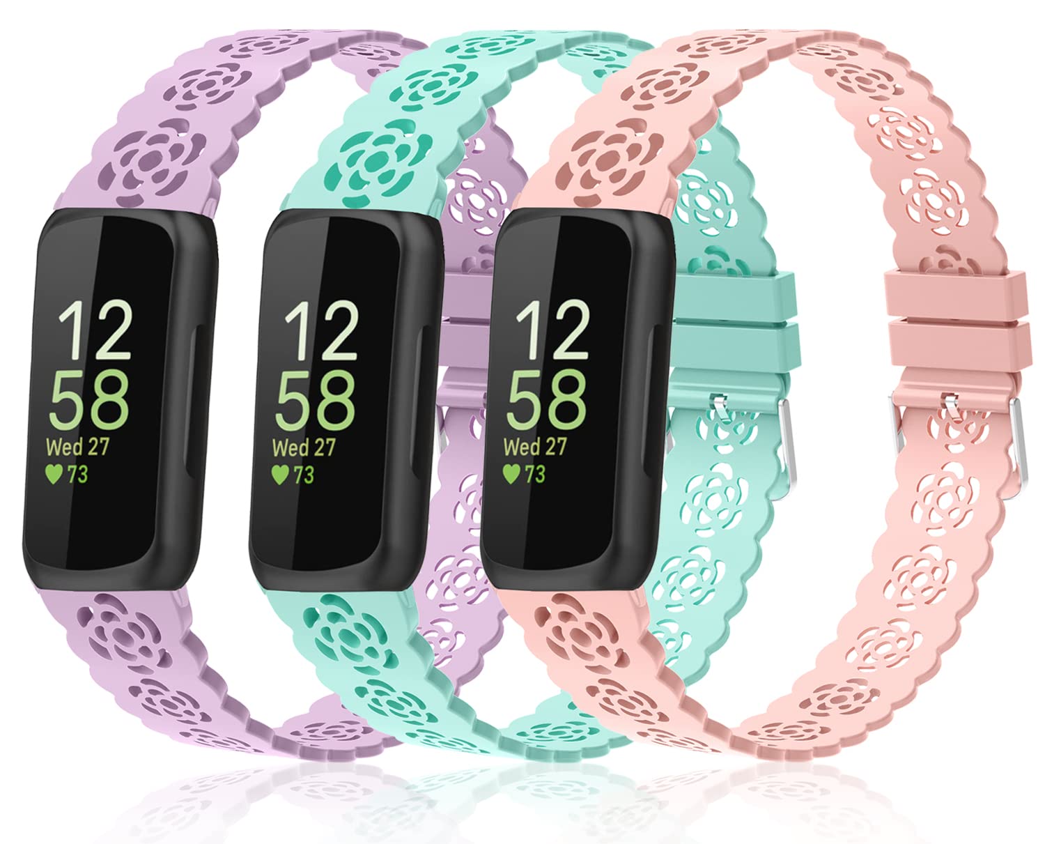 Nigaee Strap Compatible with Fitbit Inspire HR/2/3/5, Soft Silicone Adjustable Sport Replacement Wrist Strap โ image 1