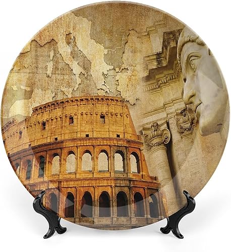 Miniatura 18 de XISUNYA Plato decorativo de 7 pulgadas, plato retro de vajilla con estampado de calle estrecha de la ciudad europea, accesorio de decoración para