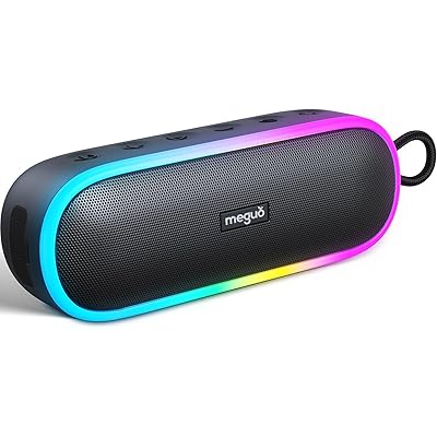 MEGUO ワイヤレス ポータブル Bluetoothスピーカー/ 20Wサウ出力 & ダイナミックRGBライト/ IPX7防水規格 & ベースブースト/mic …