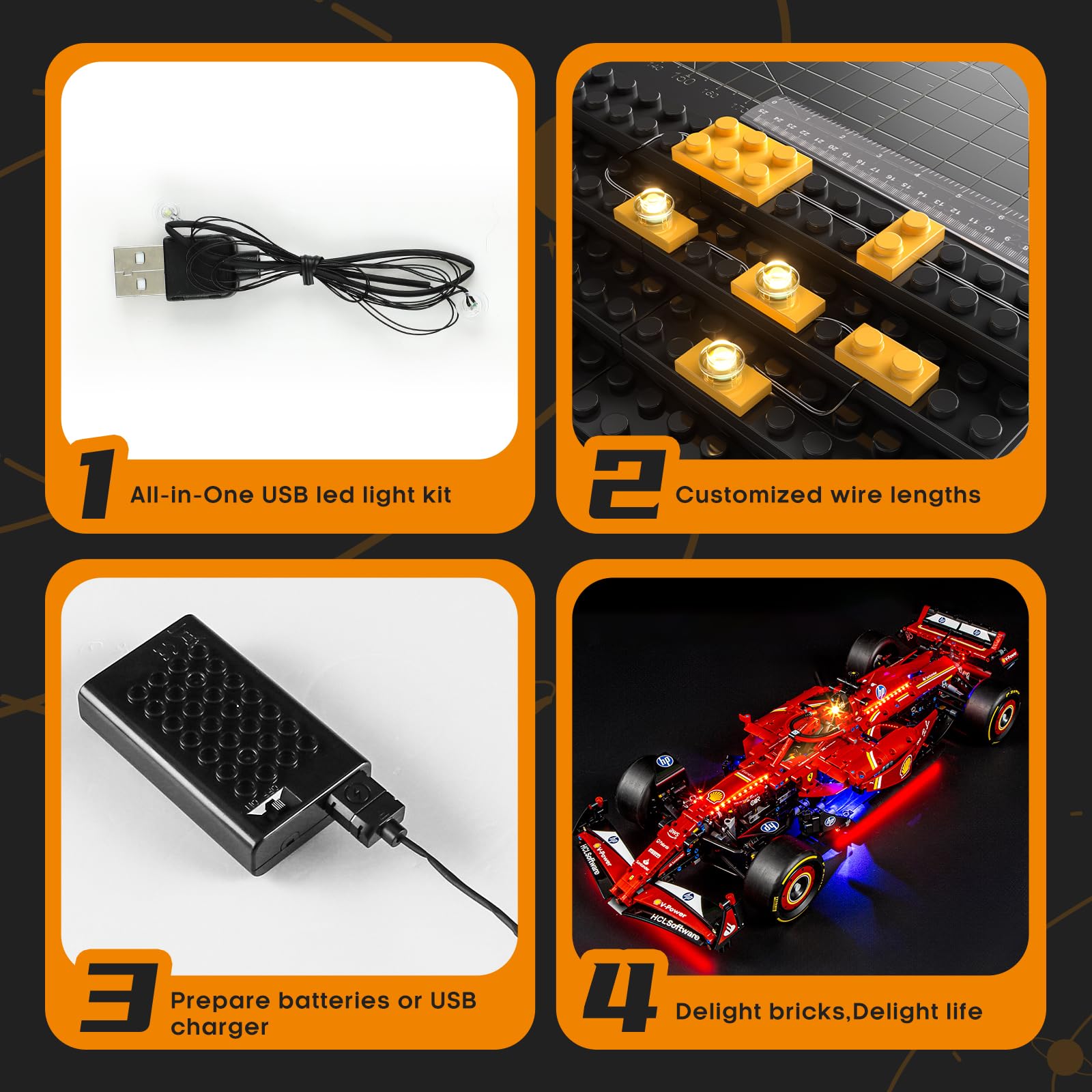 LIGHTAILING Set di Luci per Lego-42207 Monoposto-F1 Ferrari SF-24 Modello - Kit d'Éclairage LED Compatible avec les Modèles de Blocs de Construction Lego - Modèle Non Inclus