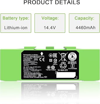 14.4V ABL-F Battery for iRobot Roomba i3 i3+ 3150 i4 i4+ 4150 i7 i7+ j7 j7+ 7158 7150 7550 7558 i8 and e5 5150 e5150 e6 e6198 Replacement Battery for Roomba i & e & j Series 64.2Wh 4460mAh