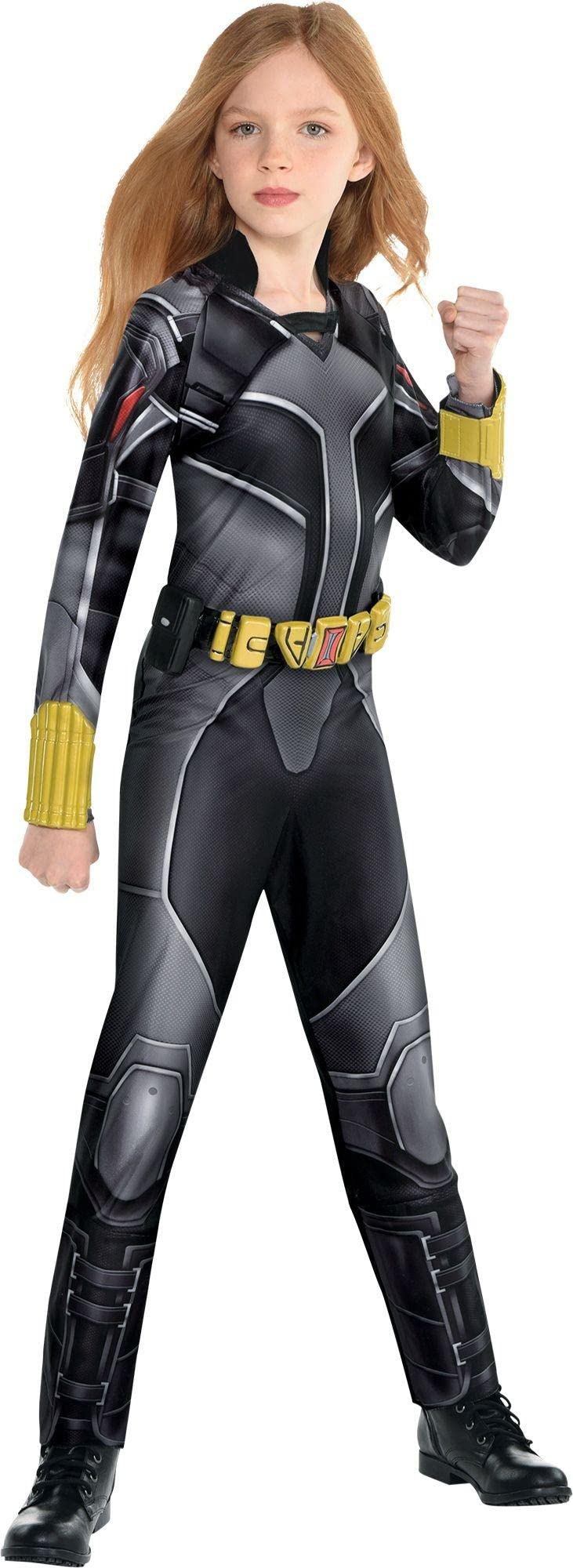 Black Widow Halloween Costume for Girls, Marvel, Large (12-14), Includes Printed Jumpsuit and Belt