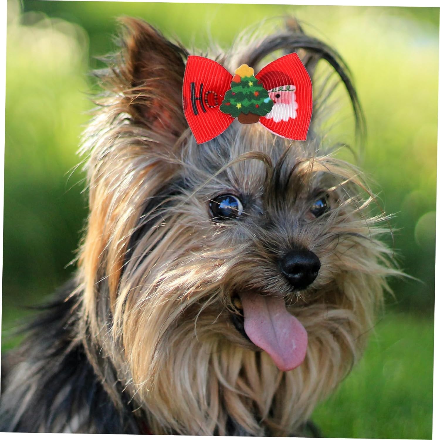 Christmas Pet Hair Ties 50 Pieces with Elastic Band Dog Hair Bows Small Holiday Accessories for Dogs and Puppies Random Design 5