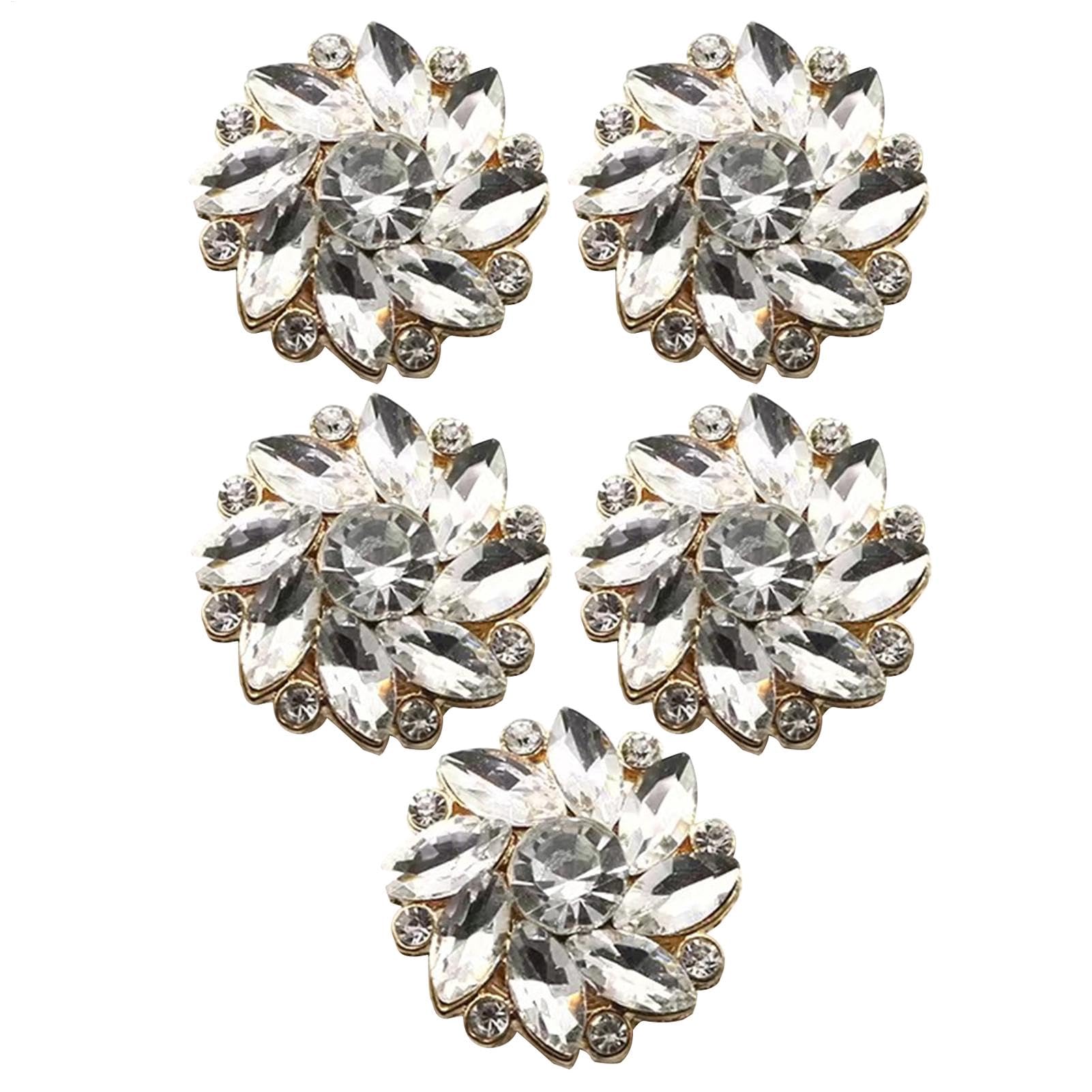 Couvre-boutons en strass argentés en forme d'étoile pour vêtements de femmes, lot de 5 pièces