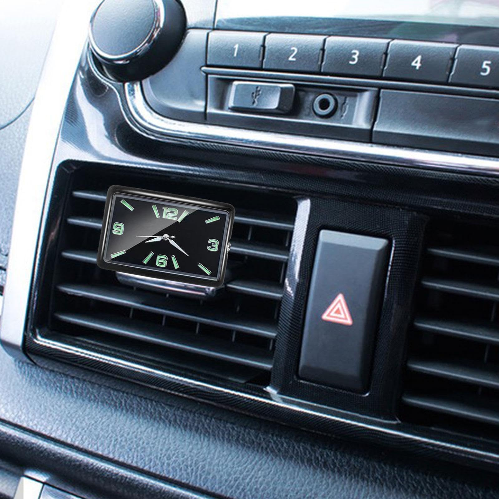 Generic Stick on Clock for Car Dashboard,Mini Tiny Small Analog Clock,Self Adhesiion Home Decor Rectangular Mini Quartz Clock Luminous Clock Analog for Shelf, Black Horizontal