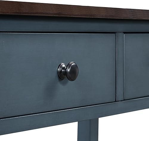 Miniatura 18 de Mesa consola rústica, mesa de sofá de 50 pulgadas de largo con 3 cajones y estante de almacenamiento abierto de 2 niveles, para sala de estar,