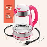 Vista 7 de Speed-Boil Water Electric Kettle, 1.7L 1500W, Coffee & Tea Kettle Borosilicate Glass, Water Boiler, Auto Shut-Off, Cool Touch Handle, Base